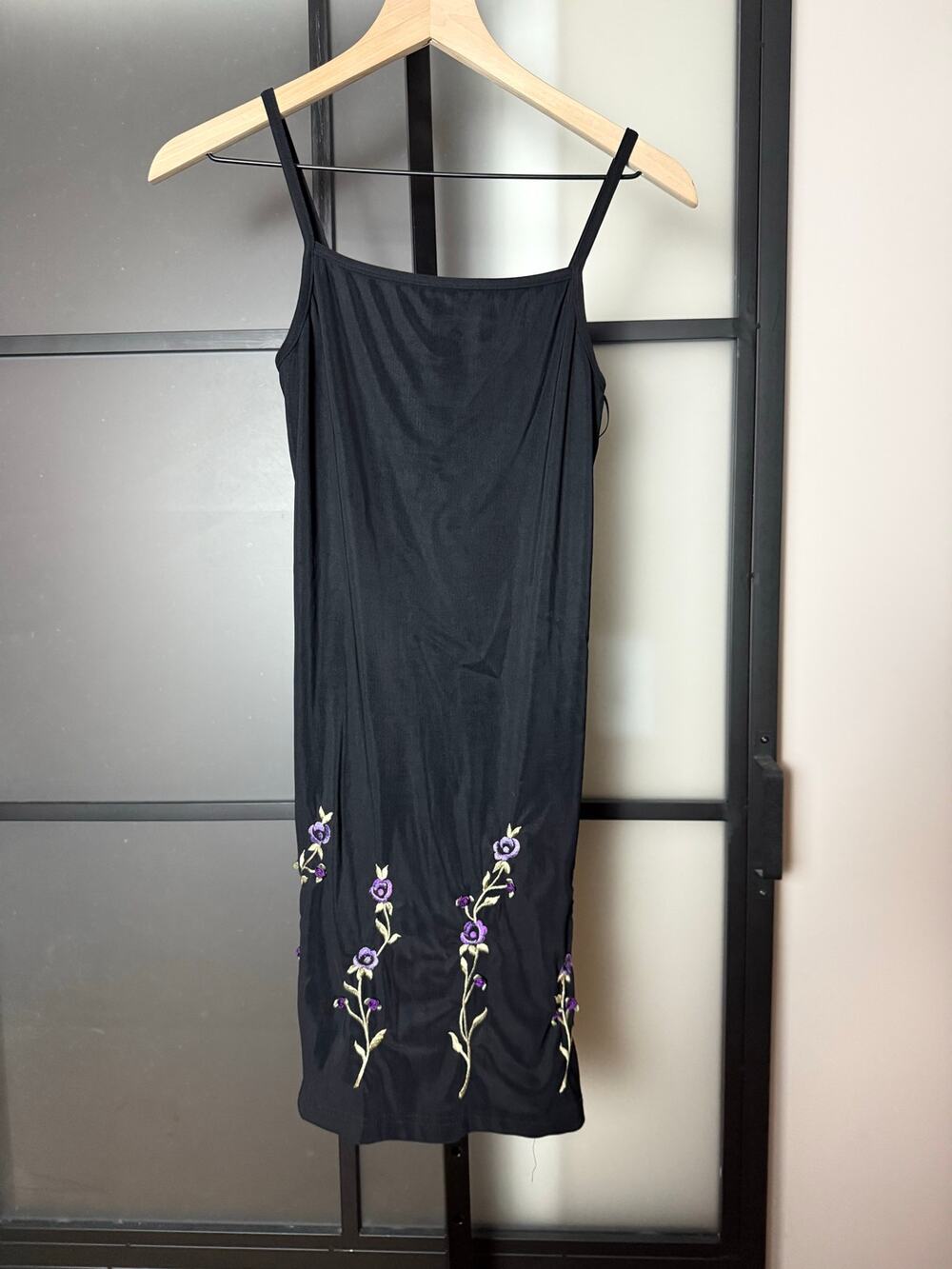 Byer Too! Vintage 90s Floral Applique Mini Dress Small